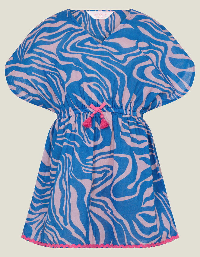 Girls Animal Print Kaftan, Blue (BLUE), large