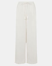 Mirror Embellished Wide Leg Trousers, Ivory (IVORY), large