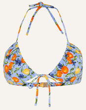 Lemon and Oranges Triangle Bikini Top, Blue (BLUE), large