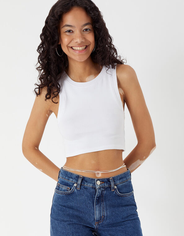 Crystal Layered Belly Chain, , large