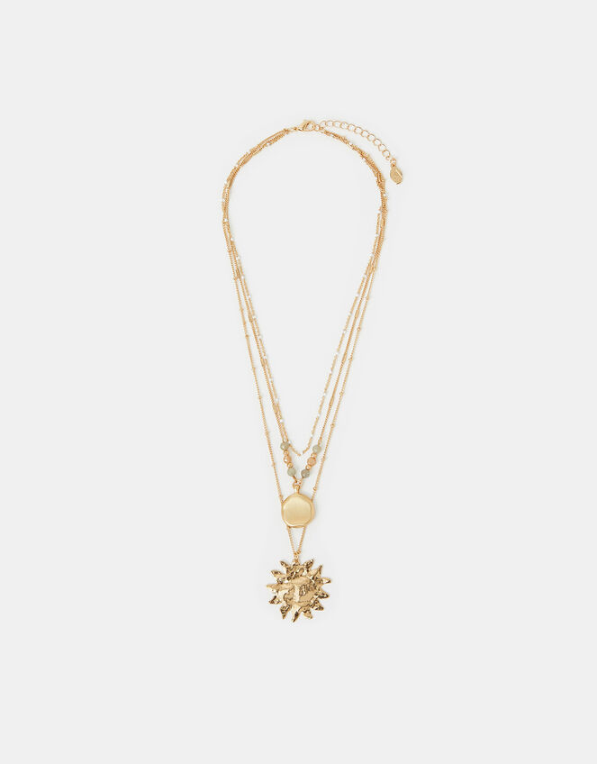 Sun Pendant Layered Necklace, , large