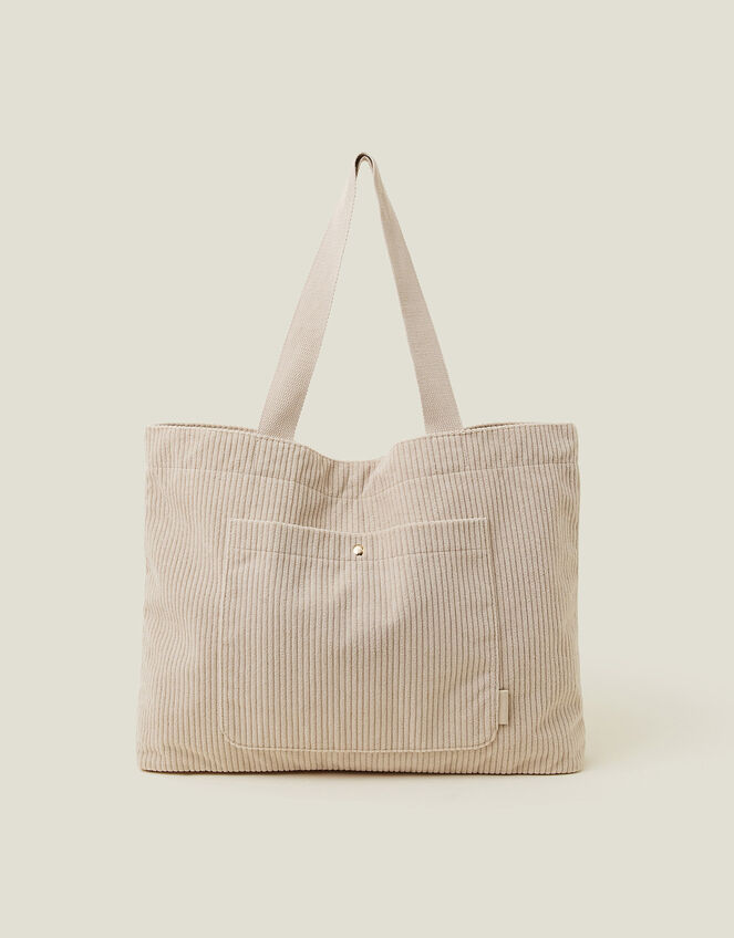 Corduroy Shopper Bag, Cream (CREAM), large