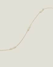 Sterling Silver Stationed Mother of Pearl Necklace, , large