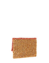 Wooden Bead Cross-Body Bag, Orange (CORAL), large
