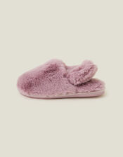 Faux Fur Slingback Slippers, Purple (LILAC), large