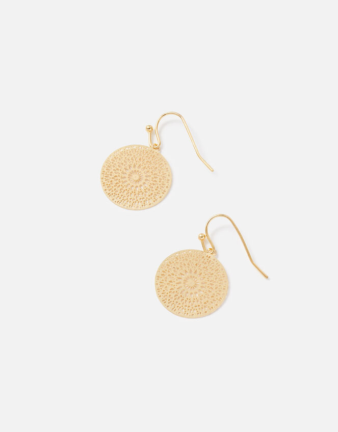 Filigree Short Drop Earrings, Gold (GOLD), large