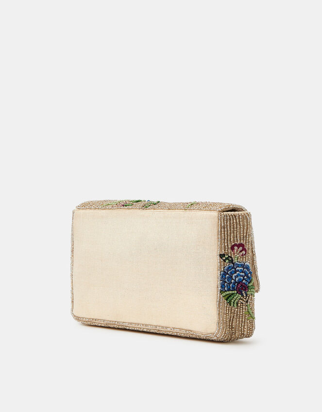 Floral Bead Embellished Clutch Bag, , large