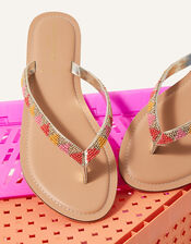 Geometric Beaded Toe-Post Flip Flops, Multi (BRIGHTS-MULTI), large