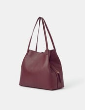 Slouchy Tassel Charm Shoulder Bag, Red (BURGUNDY), large