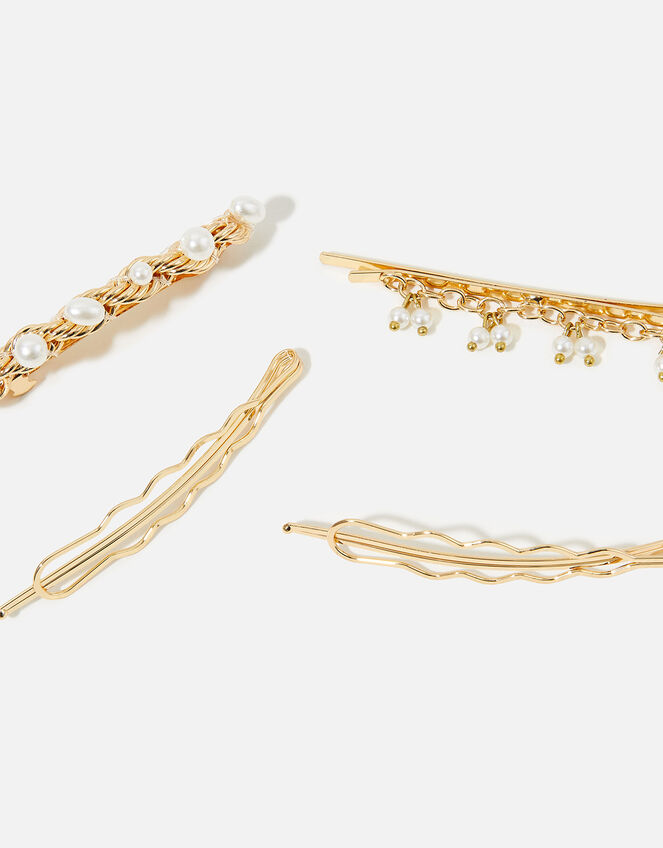 Pearl Chain Hair Grip Set, , large