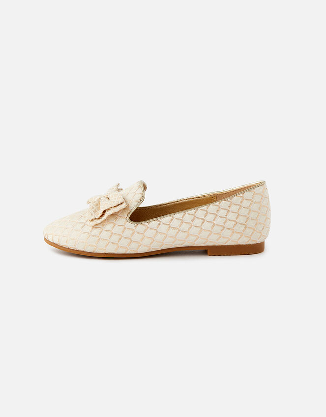 Jacquard Bow Slippers , Gold (GOLD), large