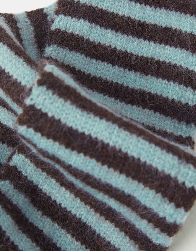 Stripe Knitted Skinny Scarf, , large