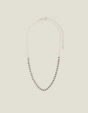 Sterling Silver-Plated Glass Bead Necklace, , large