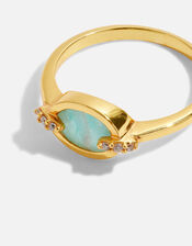 14ct Gold-Plated Healing Stone Amazonite Ring , Gold (GOLD), large