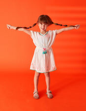 Girls Flamingo Kaftan, White (WHITE), large