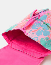 Girls Tropical Print Canvas Backpack, , large