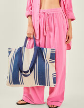 Stripe Canvas Shopper Bag, , large