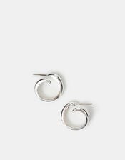 Swirl Hoop Earrings, Silver (SILVER), large