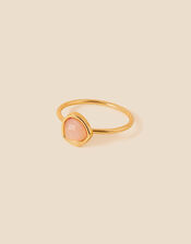 Gold-Plated Healing Stone Rose Quartz Ring, Pink (PINK), large