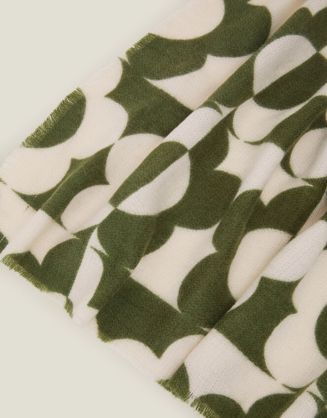Retro Flower Print Blanket Scarf, , large