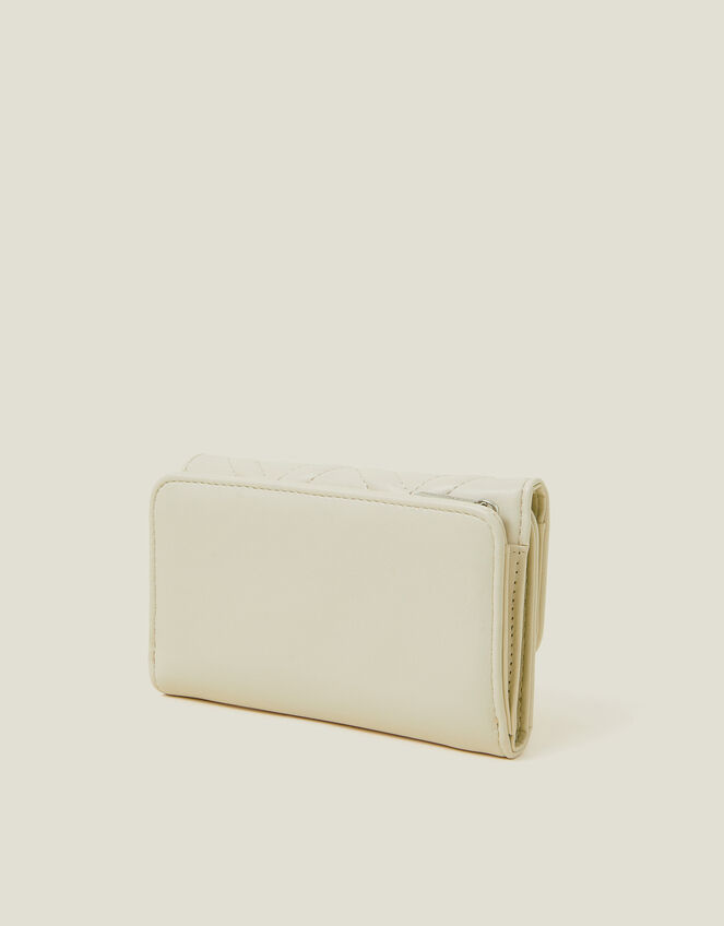 Diamond Stitch Tri-Fold Purse, Cream (CREAM), large
