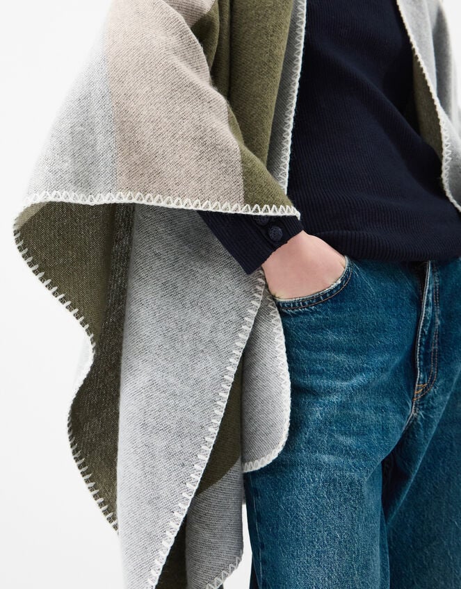 Colourblock Poncho, , large