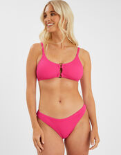 Textured Double Ring Bralette Bikini Top, Pink (PINK), large