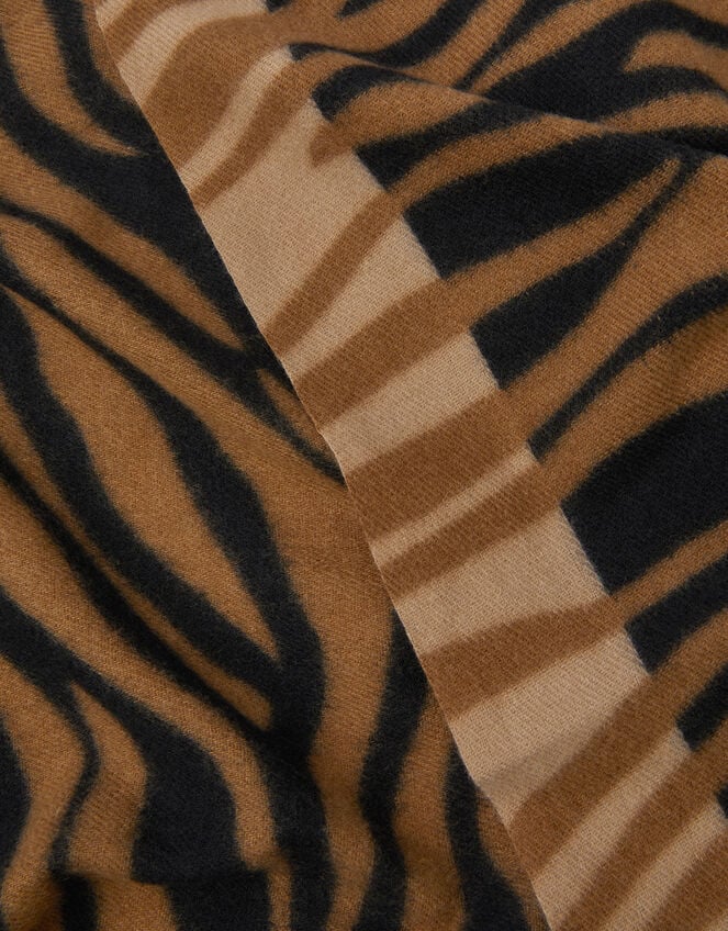 Tiger Print Blanket Scarf, Brown (BROWN), large