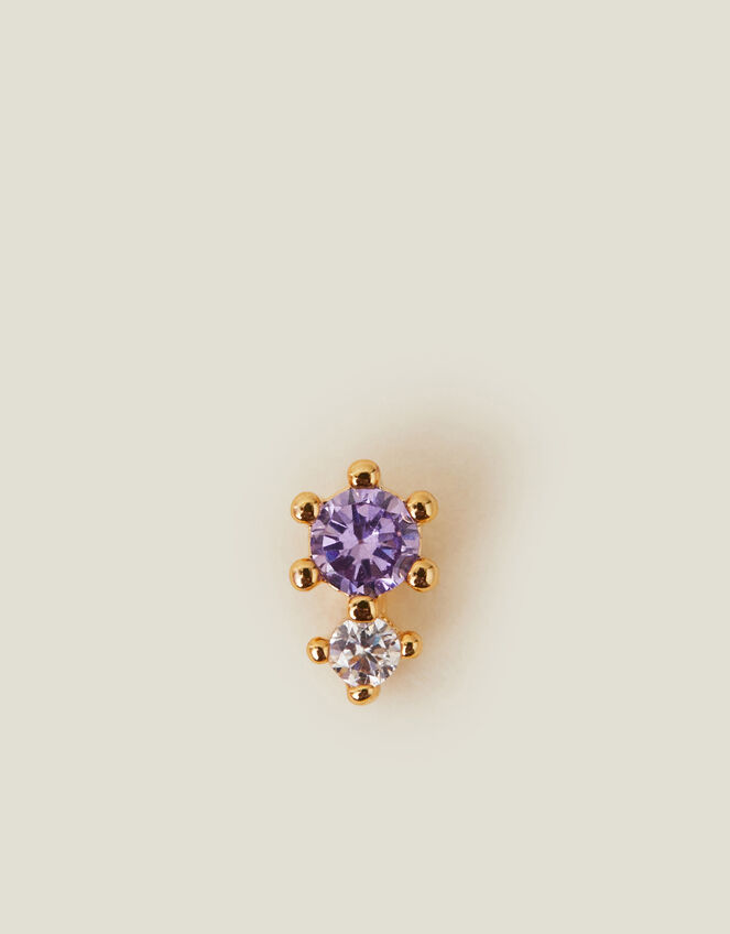 14ct Gold-Plated Birthstone Single Stud Earring, Gold (GOLD), large