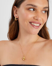 14ct Gold-Plated Ridge Cross Pendant Necklace, , large