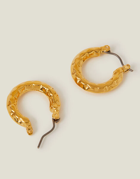 14ct Gold-Plated Diamond Cut Horseshoe Hoop Earrings, , large
