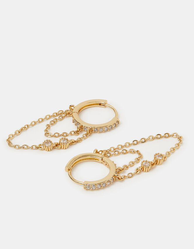 14ct Gold-Plated Chain Hoop Earrings, , large