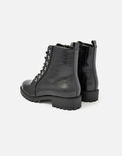 Croc Print Lace-Up Chunky Boots, Black (BLACK), large