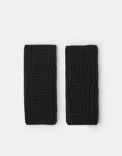 Ribbed Cut Off Gloves, Black (BLACK), large