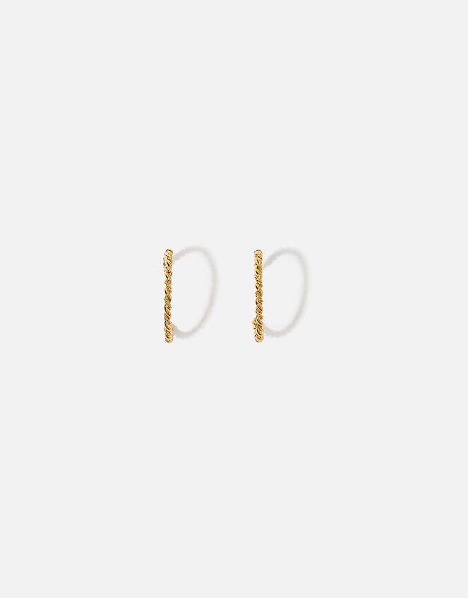 14ct Gold-Plated Fancy Textured Hoop Earrings, , large