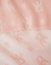 Crown Emblem Jacquard Blanket Scarf, Pink (PALE PINK), large