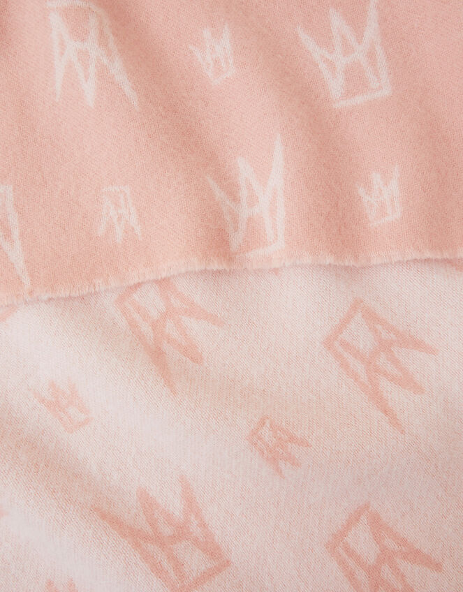 Crown Emblem Jacquard Blanket Scarf, Pink (PALE PINK), large
