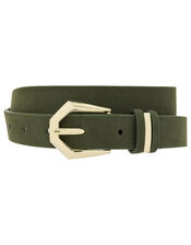 Slim Gold Buckle Belt, Green (KHAKI), large