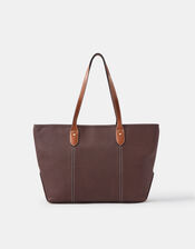 Plain Tote Bag, Brown (CHOCOLATE), large