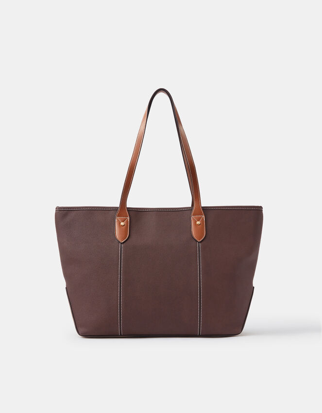 Plain Tote Bag, Brown (CHOCOLATE), large