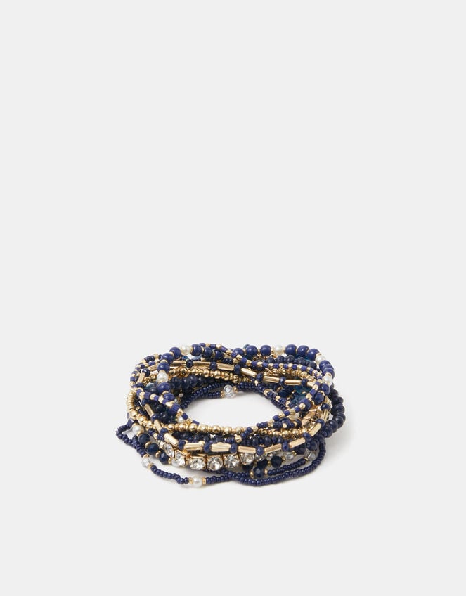 11-Pack Semi Precious Bead Stretch Bracelets , , large