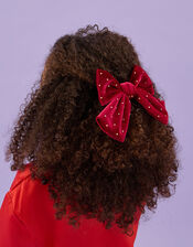 Girls Velvet Bow Hair Clip, , large