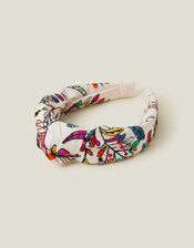 Embroidered Tropical Knot Headband, , large