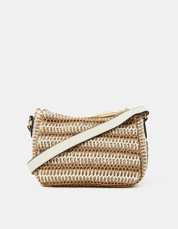 Two-Tone Woven Crossbody Bag, , large
