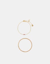 2-Pack 14ct Gold-Plated Gemstone Bracelets, , large