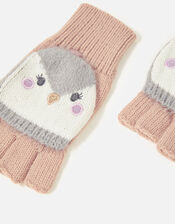 Girls Penguin Capped Gloves, Multi (PASTEL-MULTI), large