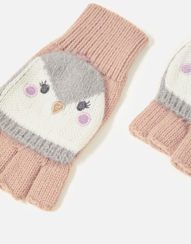 Girls Penguin Capped Gloves, Multi (PASTEL-MULTI), large