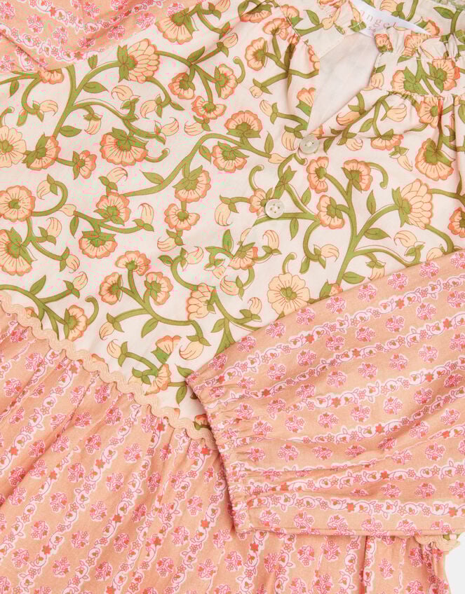 Girls Long Sleeve Floral Mixed Dress , Pink (PINK), large