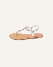 Diamante Leaf Embellished Sandals, White (CRYSTAL), large