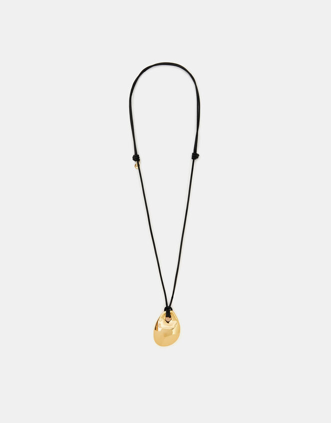14ct Gold-Plated Pendant Leather Cord Necklace, , large